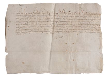 null HENRI IV (1553-1610). P.S., Vernon 17 décembre 1593 ; vélin oblong in-fol.,...