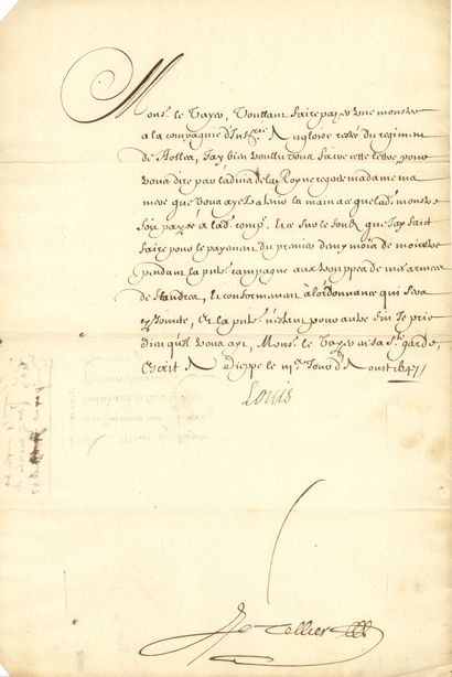 null LOUIS XIV. 3 L.S. (Secretary), August-December 1647, to René Le Vayer, State...