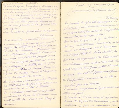 null Guerre de 1914-1918. 4 cahiers manuscrits, 21 octobre 1914-3 avril 1916 ; 4...