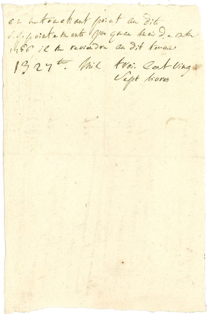 null Donatien-Alphonse-François, Marquis de SADE (1740-1814). Autograph note, [1763];...