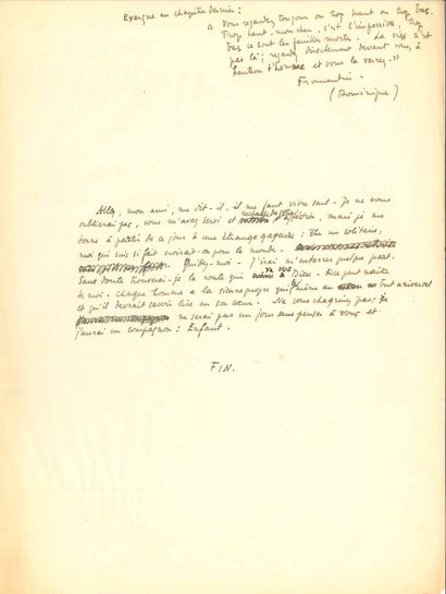null Maurice SACHS (1906-1945). L.A.S. « Maurice », et manuscrit autographe ; 1 page...