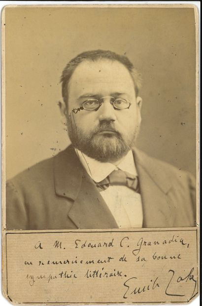 Emile Zola. Photograph with dedication a.s.;...