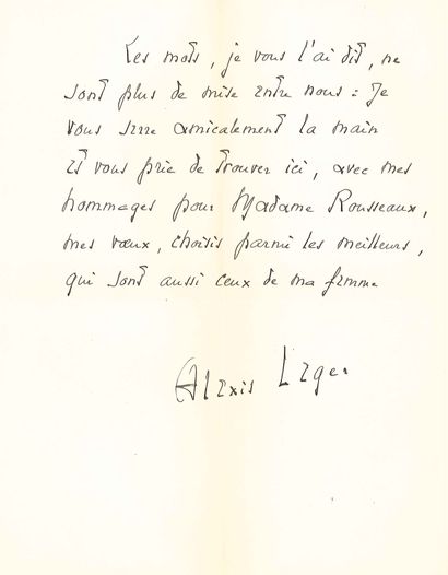 null Alexis Léger, known as SAINT-JOHN PERSE (1887-1975). L.A.S. "Alexis Léger",...