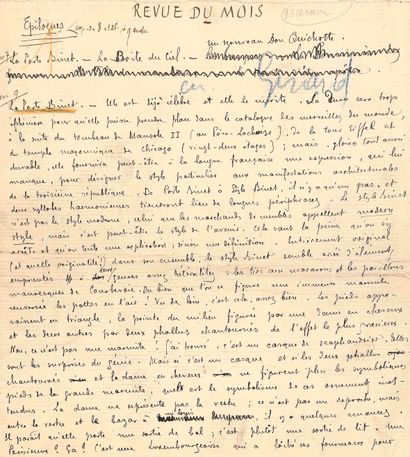 null Remy de GOURMONT (1858-1915). Signed autograph manuscript, Epilogues, [1900];...