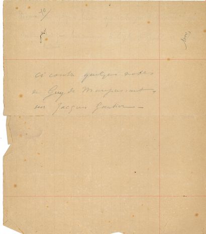 null Guy de MAUPASSANT (1850-1893). Manuscrits et notes autographes ; 2 pages petit...
