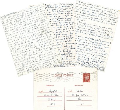 null Roger PEYREFITTE. 10 L.A.S., [1941-1942], à Henry de Montherlant ; 9 cartes...