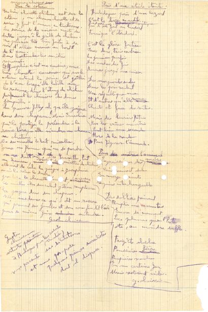 null Gaston CHAISSAC (1910-1964). Manuscrit autographe signé de 3 textes (chacun...