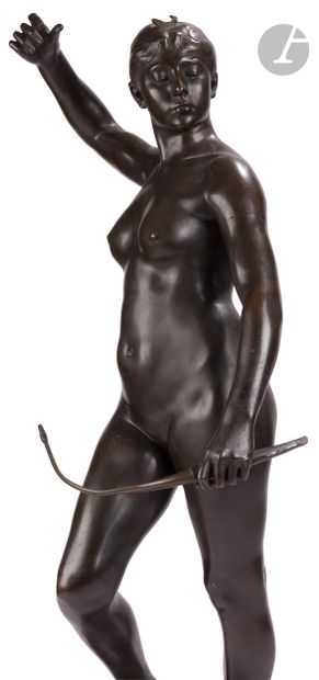 null Alexandre Falguière (1831-1900)
Diane
Bronze à patine brune
Signé « A. Falguière...