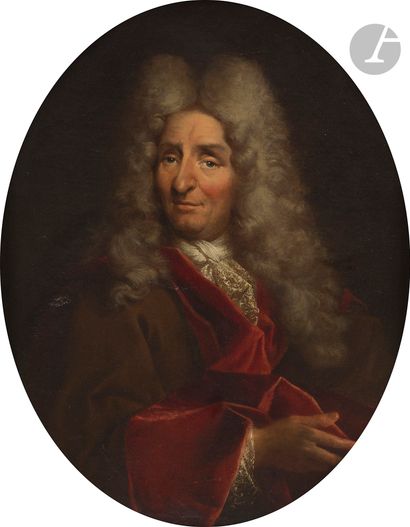 null Attributed to Jean RESTOUT (1663 - 1702)
Portrait of a man in a red coat
Oval...