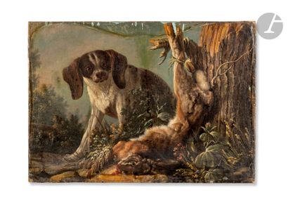 null Jacques Charles OUDRY 
(Paris 1720 - Lausanne 1778)
Spaniel and hare
Original...