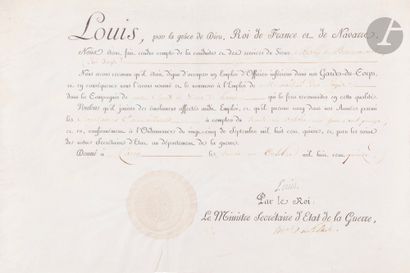 null Brevet de maréchal des Logis des gardes du corps du Roi, in the name of Eloi...