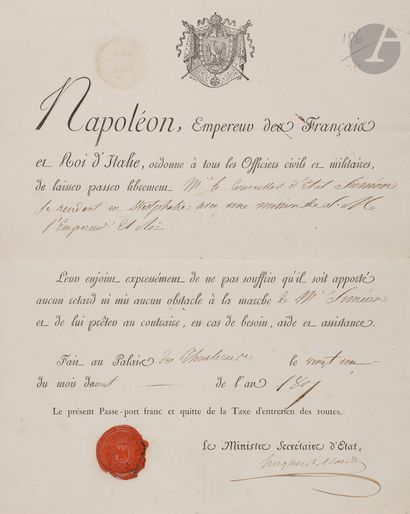null Fragment de soie ivoire, provenant du voile du lit de l’Empereur Napoléon Ier...