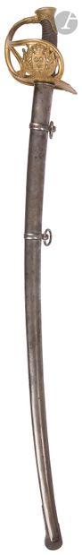 null Cuirassier sword of the Royal Guard.
Handle covered with shagreen. Brass mount,...