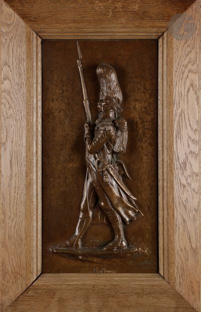 null "Soldier of the Year II 1793 - Grenadier on foot of the Guard". Pair of bas-relief...