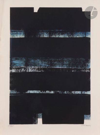null Pierre Soulages (born 1919
)Lithograph n° 32 a. 1974. 
Lithograph in colors.
Nice...