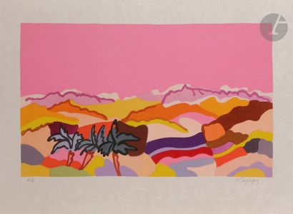 null Charles Lapicque (1898-1988)
Le Sahara. 1962. 
Lithographie en couleurs. 
Très...