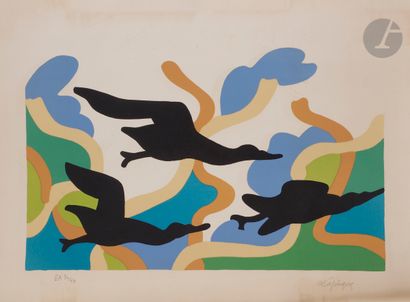 null Charles Lapicque (1898-1988)
Les Cormorans. 1970. 
Lithographie en couleurs....