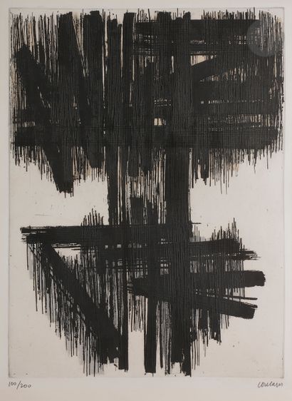 null Pierre Soulages (born 1919
)Etching VI. 1957. 
Etching on two copperplates....