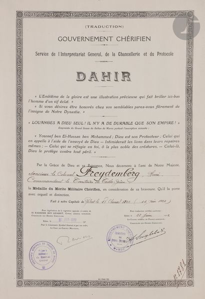 null MAROC
Médaille du Mérite Militaire Chérifien (1910) du 2e type attribuée au...