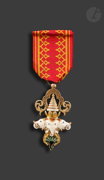 null LAOS 
ORDER OF THE MILLION ELEPHANTS and WHITE PARASOL 
Knight's Star in vermeil...