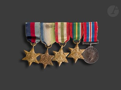 null GREAT BRITAIN - 2nd G.M. 
Brooch of five miniatures: 
- 1939-1945 STAR, ATLANTIC...