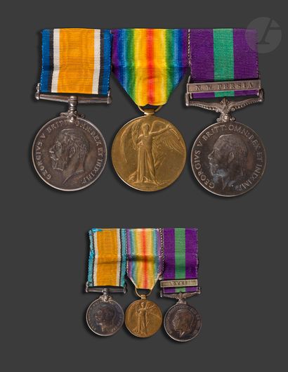 null GREAT BRITAIN 
Set comprising a bar of three prescription medals of Lieutenant...