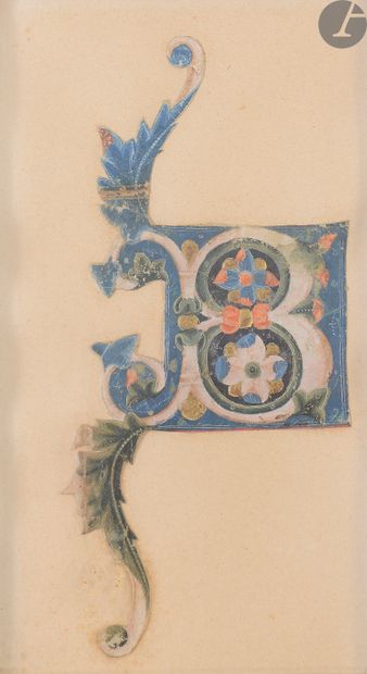 ENLUMINATION]. Ornate initial B. From an...