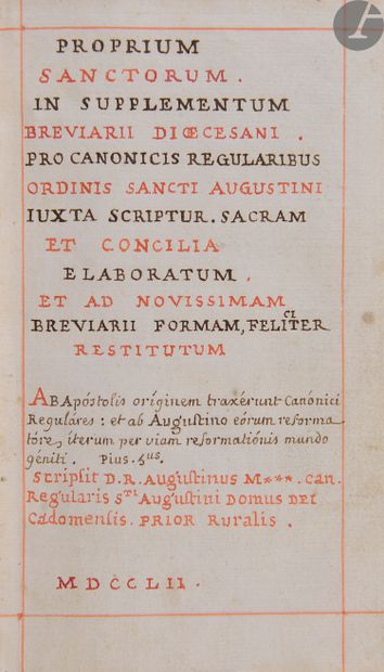 null [NORMANDY]. CAEN]. AUGUSTINIANS (Canons)].
Proprium sanctorum in supplementum...