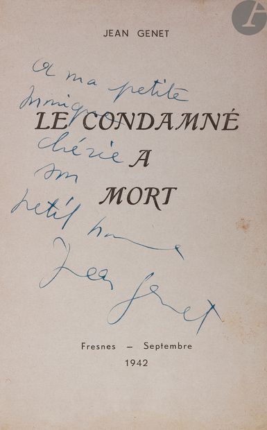 null GENET (Jean).
Le Condamné à mort.
Fresnes, septembre 1942. — Plaquette in-8,...
