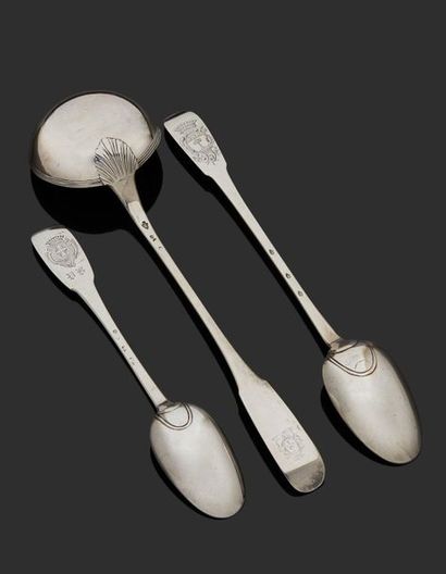 null FRANCE 18th CENTURY 
A ragout spoon in silver