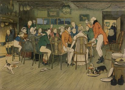 null Cecil ALDIN (1870-1935)
Christmas dinner at the inn; The departure of the stagecoach...