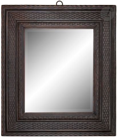 Mirror with large frame in blackened moulded...