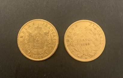 null 
2 pièces de 20 Francs en or : 

- 1 pièce de 20 Francs en or. Type Napoléon...
