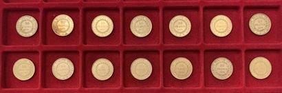 null 
14 pièces de 20 Francs en or. Type Génie. 1875 A (7) - 1877 A (4) - 1878 A...