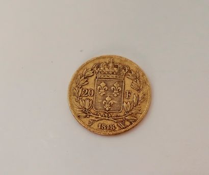 null 
1 pièce de 20 Francs en or. Type Louis XVIII. 1818 W
