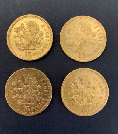 null 
4 pièces de 15 Roubles. Type Nicolas II. 1897
