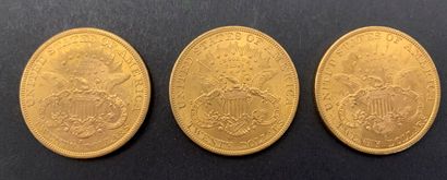 null 
3 pièces de 20 Dollars. Type Liberty. 1878 S - 1894 S - 1904
