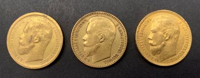 null 
3 pièces de 15 Roubles. Type Nicolas II. 1897
