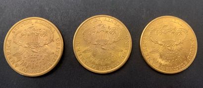 null 
3 pièces de 20 Dollars. Type Liberty.1888 S - 1895 S - 1904
