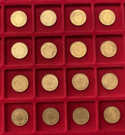 null 
16 pièces de 20 Francs en or. Type Napoléon III non Lauré. 1856 A - 1857 A...