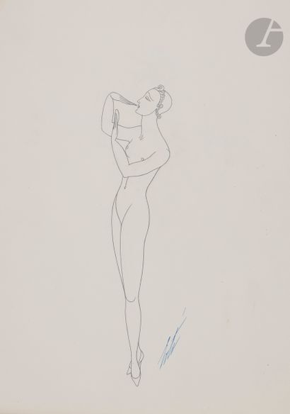 null Romain de Tirtoff dit ERTÉ (1892-1990)
Silhouette du mannequin n°1755 pour Pierre...