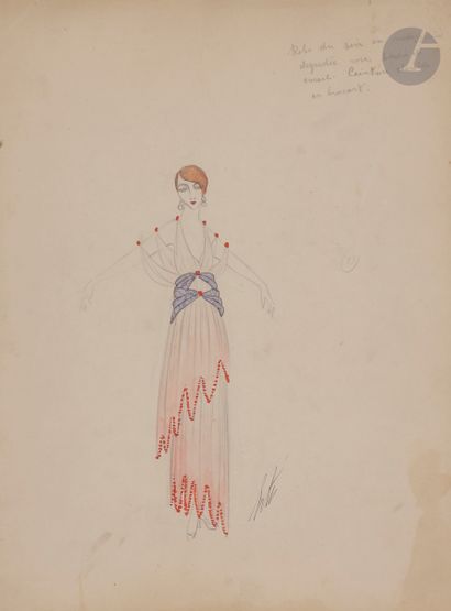 null Romain de Tirtoff dit ERTÉ (1892-1990)
Robe du soir pour Henri Bendel, printemps...