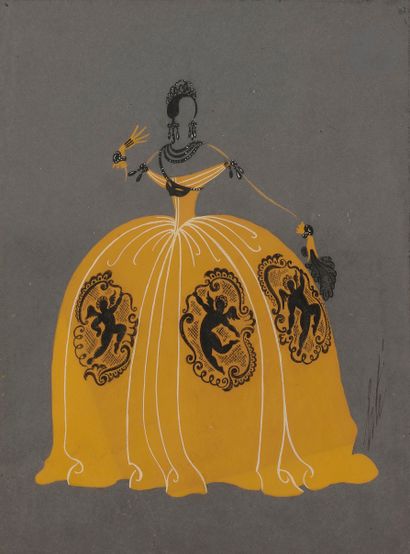 null Romain de Tirtoff dit ERTÉ (1892-1990)
Costume présumé pour Le Mariage de Figaro,...