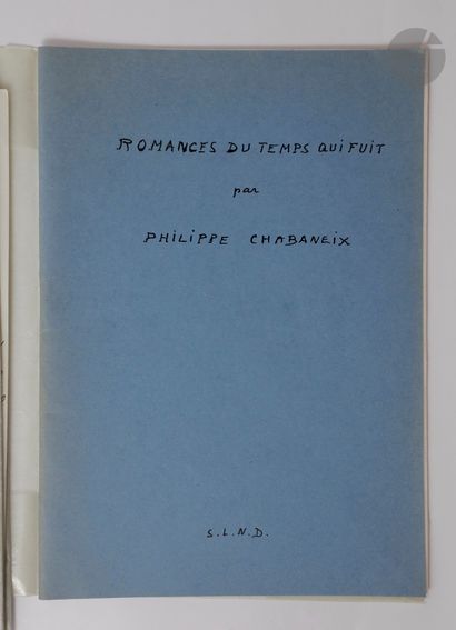 null CHABANEIX (Philippe).
Dix Nouvelles Romances.
S.l. : [Robert Houdelot], s.d....