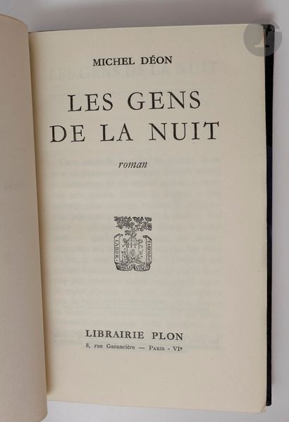 null DÉON (Michel).
Les Gens de la nuit. Roman.
Paris : Librairie Plon, [1958]. — In-12,...