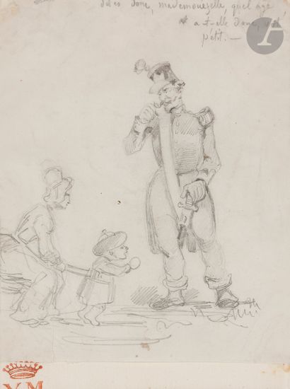 null Pierre PUVIS DE CHAVANNES (Paris 1824 - Lyon 1898)

Caricature, Soldat et mère...