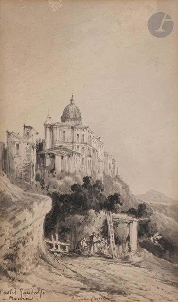 null Conzalvo CARELLI (Naples 1818 - 1900)

Castel Gandolfo

Plume et encre noire,...