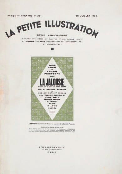 Sacha GUITRY La Jalousie. Comédie en trois actes (L'Illustration, 1934). In-fol.,...
