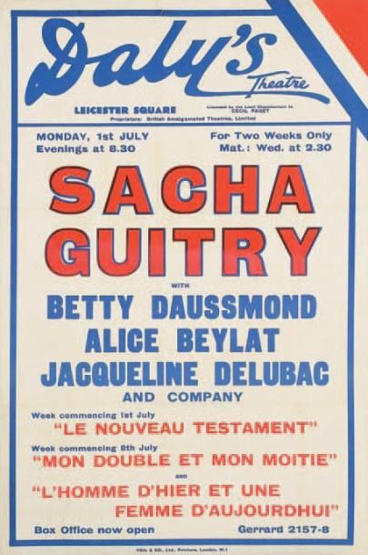 [Sacha GUITRY] Affiche du Daly's Theatre de Londres, 1935. 76 x 50 cm (entoilée)....