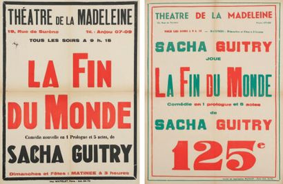[Sacha GUITRY] Affiche pour La Fin du monde au Théâtre de la Madeleine, 1935. Impr....